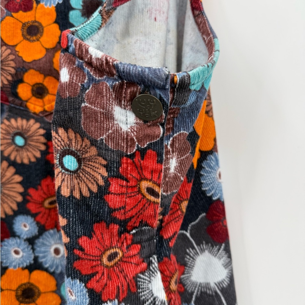 Lucy & Yak Freyja Corduroy Midi Pinafore Dress | 70s Dawn Floral Print | Size 22 - Picture 6 of 9